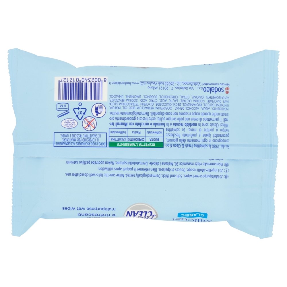 Fresh & Clean Milleusi Classic salviettine detergenti e rinfrescanti 20 pz